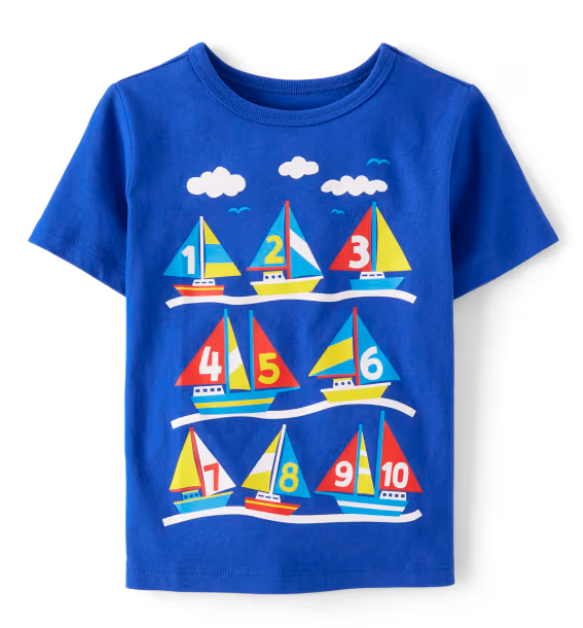 Boys Sailboat Numbers Graphic Tee - Renew Blue