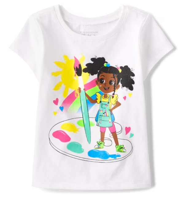 Girls Paint Graphic Tee - White