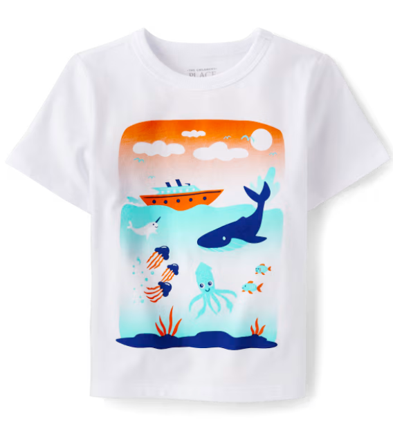 Boys Ocean Graphic Tee - White