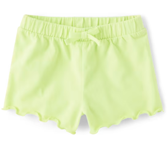 Girls Lettuce Hem Shorts - Limelight