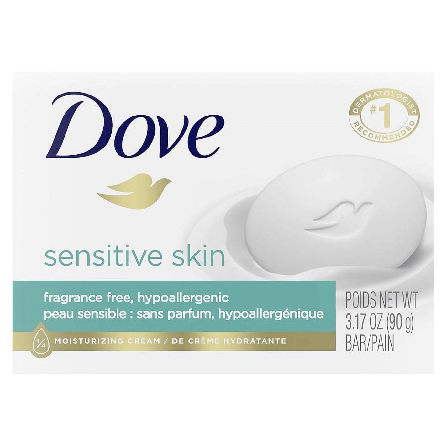 Dove - Beauty Moisturizing Cream Bar Soap For Sensitive Skin, Unscented - 3.17 Oz