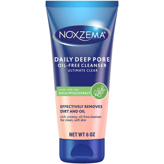 Noxzema Deep Pore Facial Cleanser Cream, Daily Face Cleansing for All Skin Types 6 oz